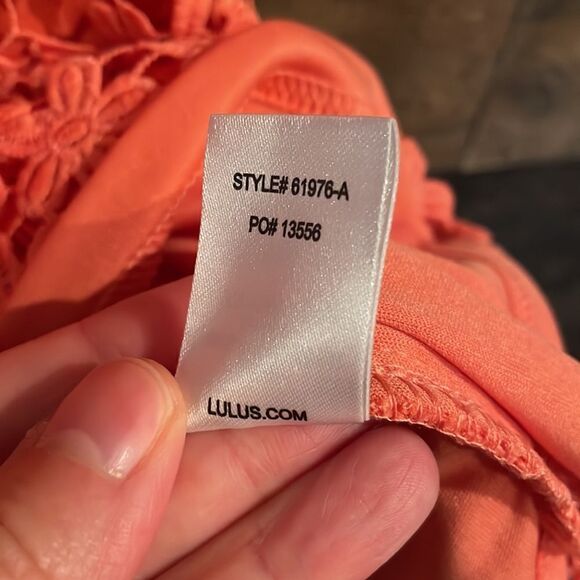 Lulu’s Love Poem Coral Orange Lace Mini Dress - Picture 7 of 8